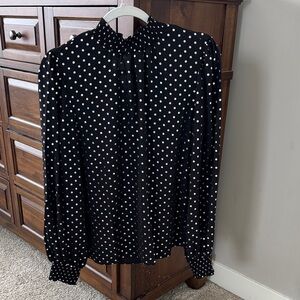 CeCe Black and White Polka Dot Blouse